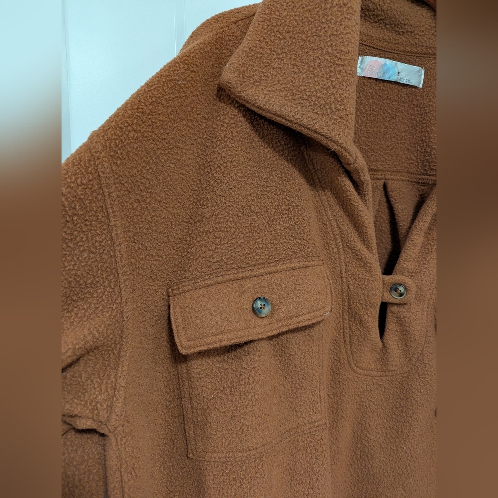 Free People Beach All Time Henley Desert Topaz Tan Pullover Fleece Size L - Picture 7 of 15